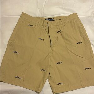 Chaps Beige Shorts with Fish Embroidery